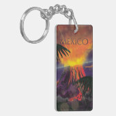 Mexiko Volcano Reiseplakat Schlüsselanhänger (Vorderseite links)