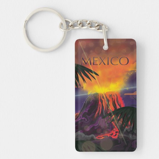 Mexiko Volcano Reiseplakat Schlüsselanhänger (Vorderseite)