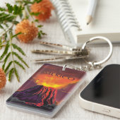 Mexiko Volcano Reiseplakat Schlüsselanhänger (Vorderseite rechts)