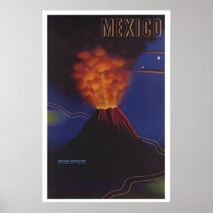 Mexiko Vulkan Paricutin Reiseplakat - Gerahmt Poster