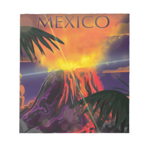 Mexiko Vulkan Reiseplakat Notizblock