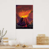 Mexiko Vulkan Reiseplakat Poster (Küche)