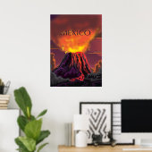Mexiko Vulkan Reiseplakat Poster (Heimbüro)