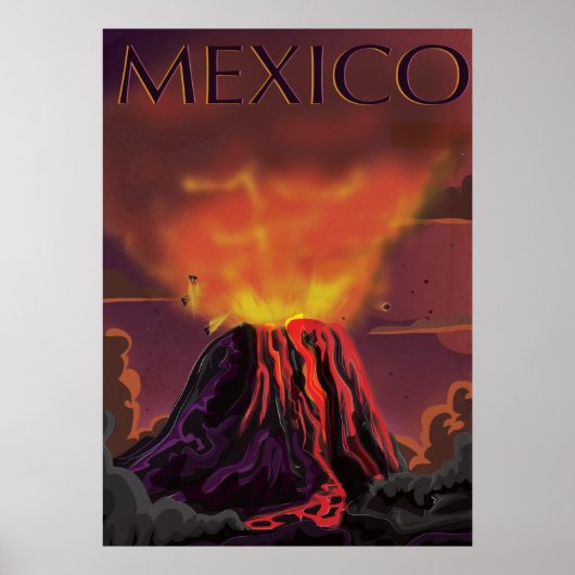Mexiko Vulkan Reiseplakat Poster (Vorne)