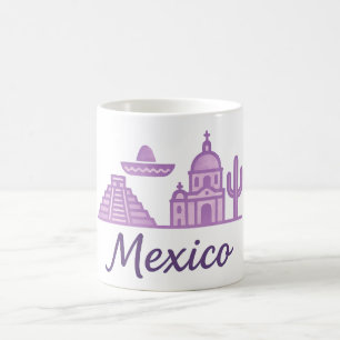 Mexiko-Wasserfarben-Tasse • Minimalistische Line-A Kaffeetasse