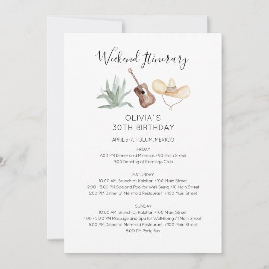 Mexiko Wochenende Geburtstag Einladung (Vorderseite)