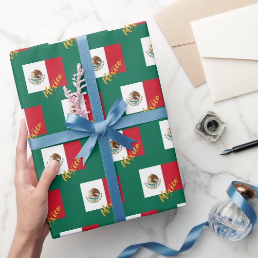 Mexiko Wrapping Paper, Green, Mexiko Flag Patriot Geschenkpapier (Schenken)