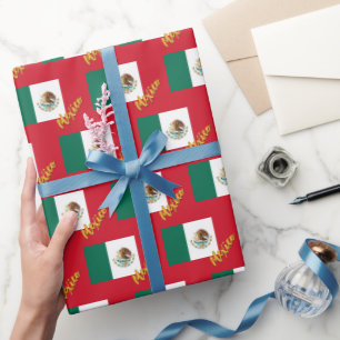 Mexiko Wrapping Paper, Rot, Mexikanische Flaggenpa Geschenkpapier