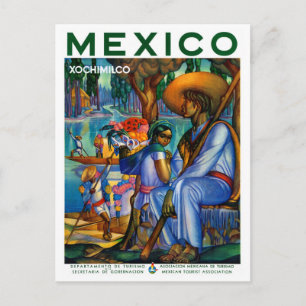 Mexiko Xochimilco Vintage Poster Restauriert Postkarte