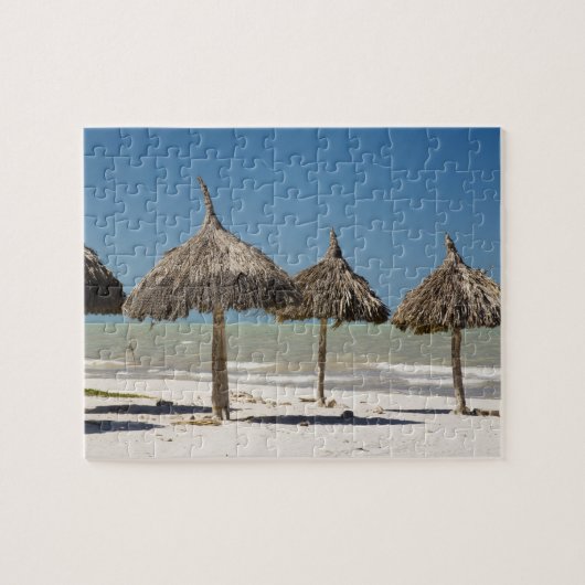Mexiko, Yucatan-Halbinsel, Progreso. Strohdach Puzzle (Horizontal)