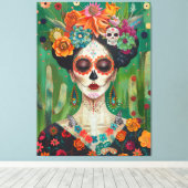 Mexikos ästhetischer Zuckerschädel Leinwanddruck (Insitu (Holzboden))