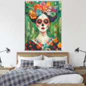 Mexikos ästhetischer Zuckerschädel Leinwanddruck (Insitu (Schlafzimmer))