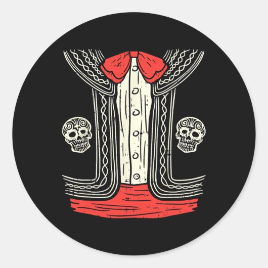 Mexikos Mariachi Halloween Kostüm Mexiko Anzug Fie Runder Aufkleber (Vorderseite)