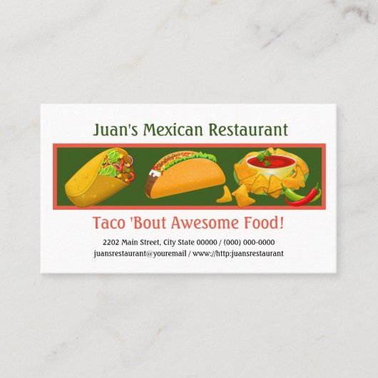 Mexikos Restaurant Custom Business Card Visitenkarte (Vorderseite)