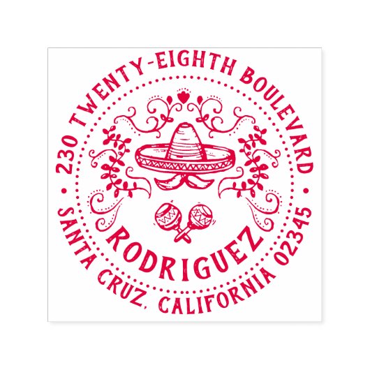 Mexikos Sombrero Familienname Runde Rücksendeadres Permastempel (Design)