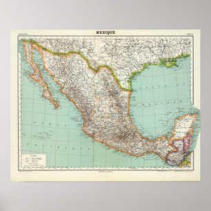 Mexique - Karte von Mexiko Poster