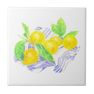 Meyer-Zitronen auf Küchentüchern Fliese