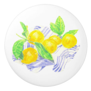 Meyer-Zitronen auf Küchentüchern Keramikknauf