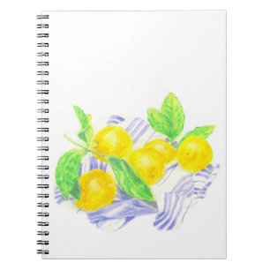 Meyer-Zitronen auf Küchentüchern Notizblock