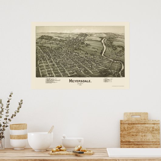 Meyersdale, PA Panoramic Map - 1900 Poster (Küche)