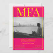 MFA Rosa Gelbes Foto Abschluss Einladung (Vorderseite)