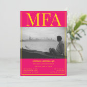 MFA Rosa Gelbes Foto Abschluss Einladung (Stehend Vorderseite)