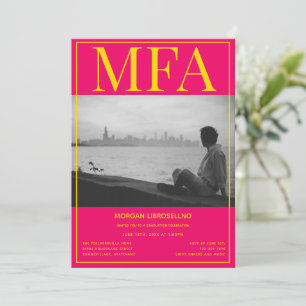 MFA Rosa Gelbes Foto Abschluss Einladung