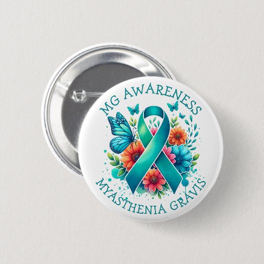 MG-Bewusstsein | Myasthenia Gravis Ribbon Button (Vorne & Hinten)