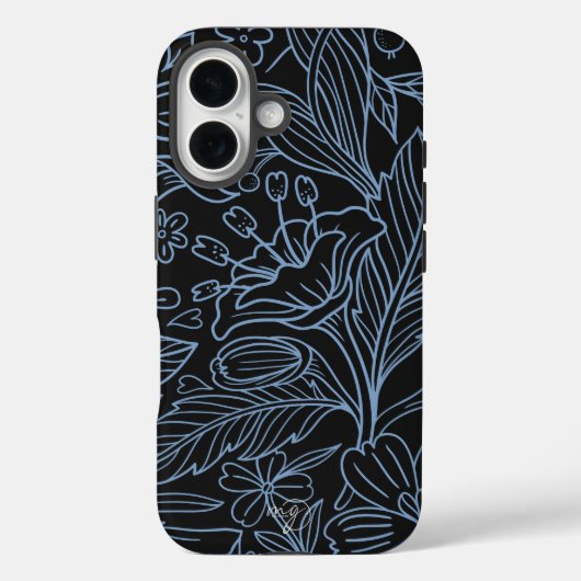 MG Black Botanical Pattern IPhone Fall Case-Mate iPhone Hülle (Rückseite)
