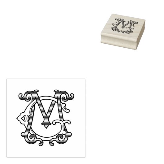 MG Initials GM Monogram Kautschuk Tinte Briefmarke Gummistempel (Stempel)