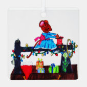 MG. MAUS MACHT EINE WEIHNACHTSMANNMÜTZE ORNAMENT AUS METALL (Rückseite)