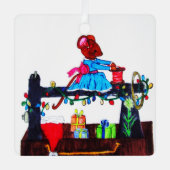 MG. MAUS MACHT EINE WEIHNACHTSMANNMÜTZE ORNAMENT AUS METALL (Vorderseite)