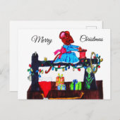 MG. MAUS MACHT EINE WEIHNACHTSMANNMÜTZE POSTKARTE (Vorne/Hinten)