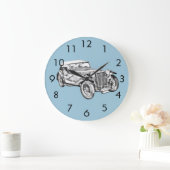 Mg Tc Antique sport Car Illustration Große Wanduhr (Zuhause)