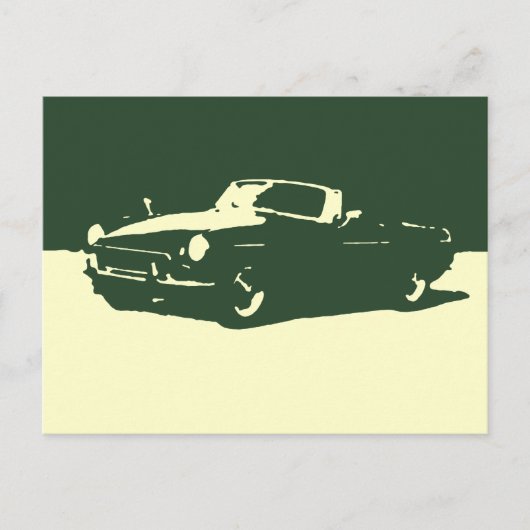MGB, 1971 - Racing green on light postcard Postkarte (Vorderseite)