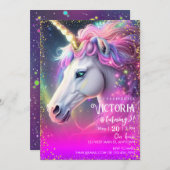 Mgical Unicorn Geburtstag Einladung (Vorne/Hinten)