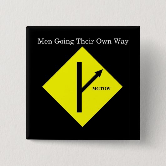 MGTOW Logo-Knopf-Quadrat-Schwarzer Hintergrund Button (Vorderseite)