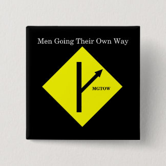 MGTOW Logo-Knopf-Quadrat-Schwarzer Hintergrund Button