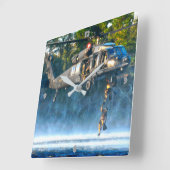 MH-60 M SCHWARZE HAWK QUADRATISCHE WANDUHR (Winkel)