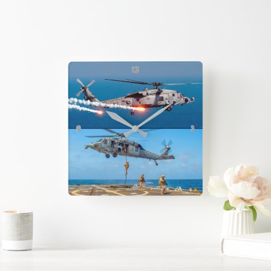 MH-60er SEAHAWK Quadratische Wanduhr (Zuhause)