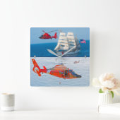 MH-65 DOLPHIN QUADRATISCHE WANDUHR (Zuhause)