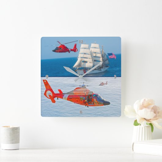 MH-65 DOLPHIN QUADRATISCHE WANDUHR (Zuhause)