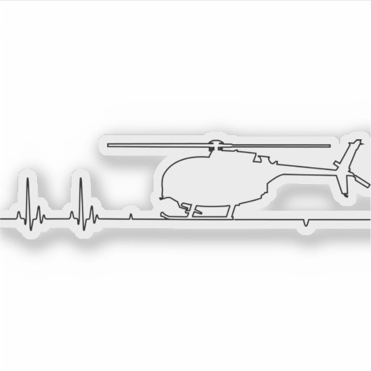 MH-6 Little Bird Helicopter Heartbeat Puls Aufkleber (Vorderseite)