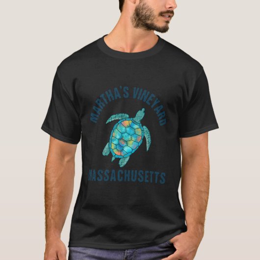 Mha's Vineyard Beach Turtle Illustration T-Shirt (Vorderseite)