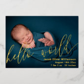 MHello World Foto Collage Gold Baby Ankündigung (Vorderseite)