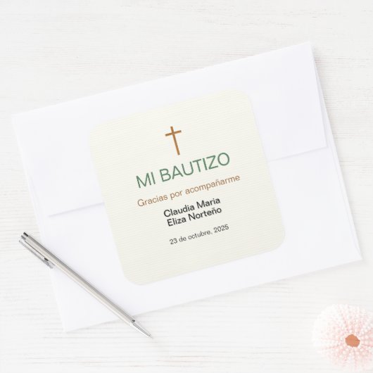 Mi Bautizo Favor Sticker Custom Baptism Label (Umschlag)