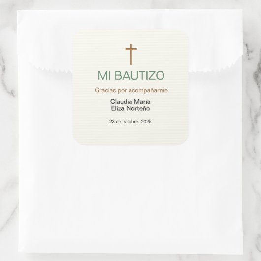 Mi Bautizo Favor Sticker Custom Baptism Label (Tasche)