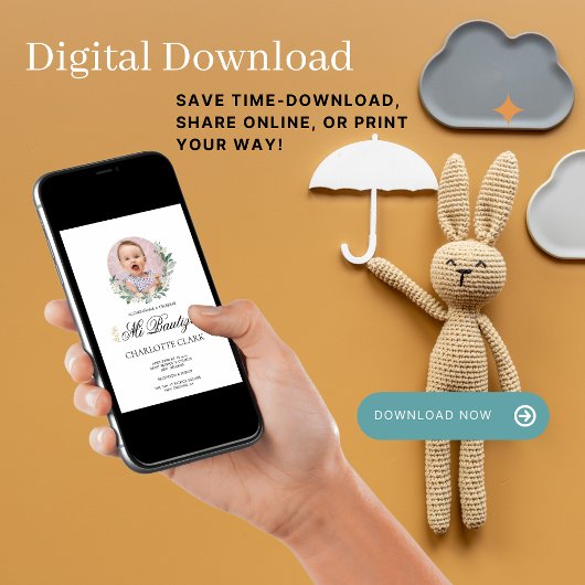 Mi Bautizo Foto Botanisches Spanisches Elegantes Einladung