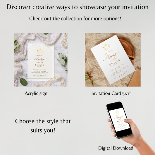 Mi Bautizo Gold Dove Spanische Taufe Einladung