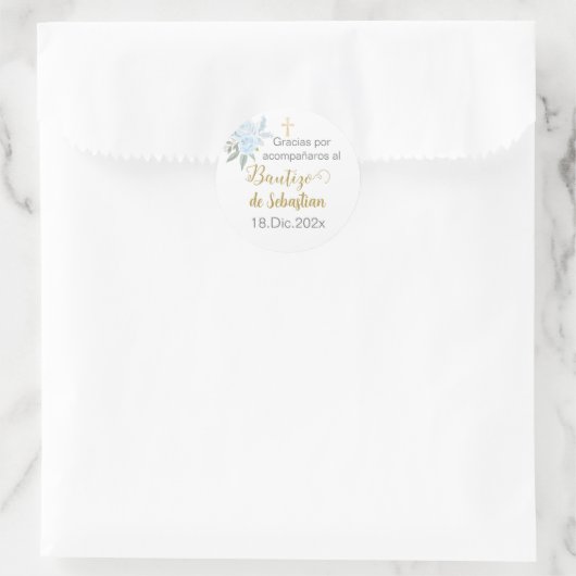 Mi bautizo spanischer Aufkleber, Junge Taufe Españ Runder Aufkleber (Tasche)